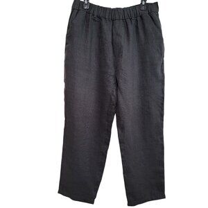 Zara Women's Sz L 100% Linen Wide Leg Pull On Pants Lagenlook Boho Earthy Beach